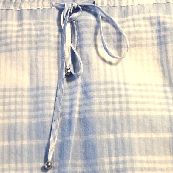 Veronica Beard Blue Gingham Ruffle Plaid Mini Dress L Cottagecore Soft Girl - Picture 7 of 13